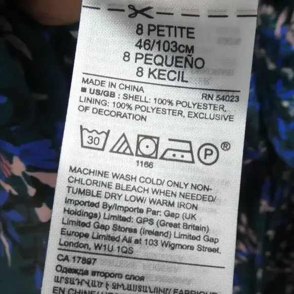 Banana Republic Sleeveless Micro Pleat Dress Sz 8 Petite Green Blue Floral Midi - Picture 10 of 13